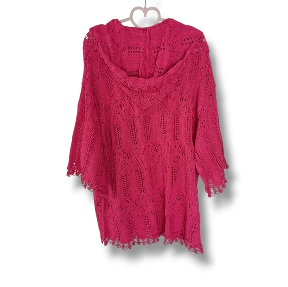 NEW FREE PEOPLE Hooded Crochet Bohemian Blouson Cover Up Mini Dress Size Small - Picture 4 of 6